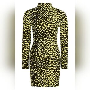 NWT Boohoo Petite High Neck Animal Print Mini Dress US 4
